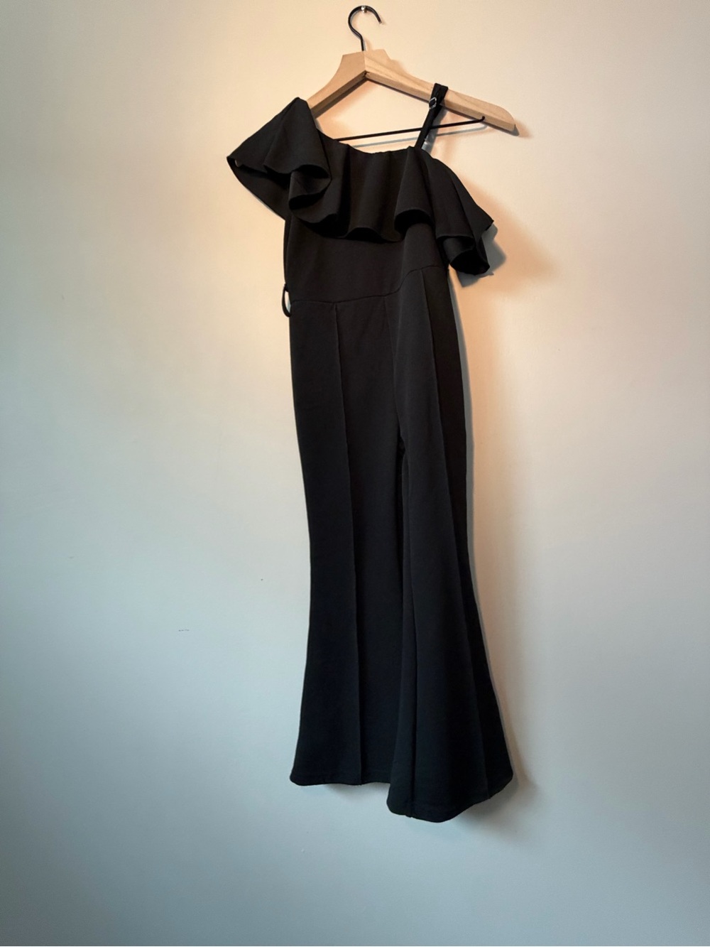 Amazon Black One-Shoulder Ruffle Jumpsuit for Girls